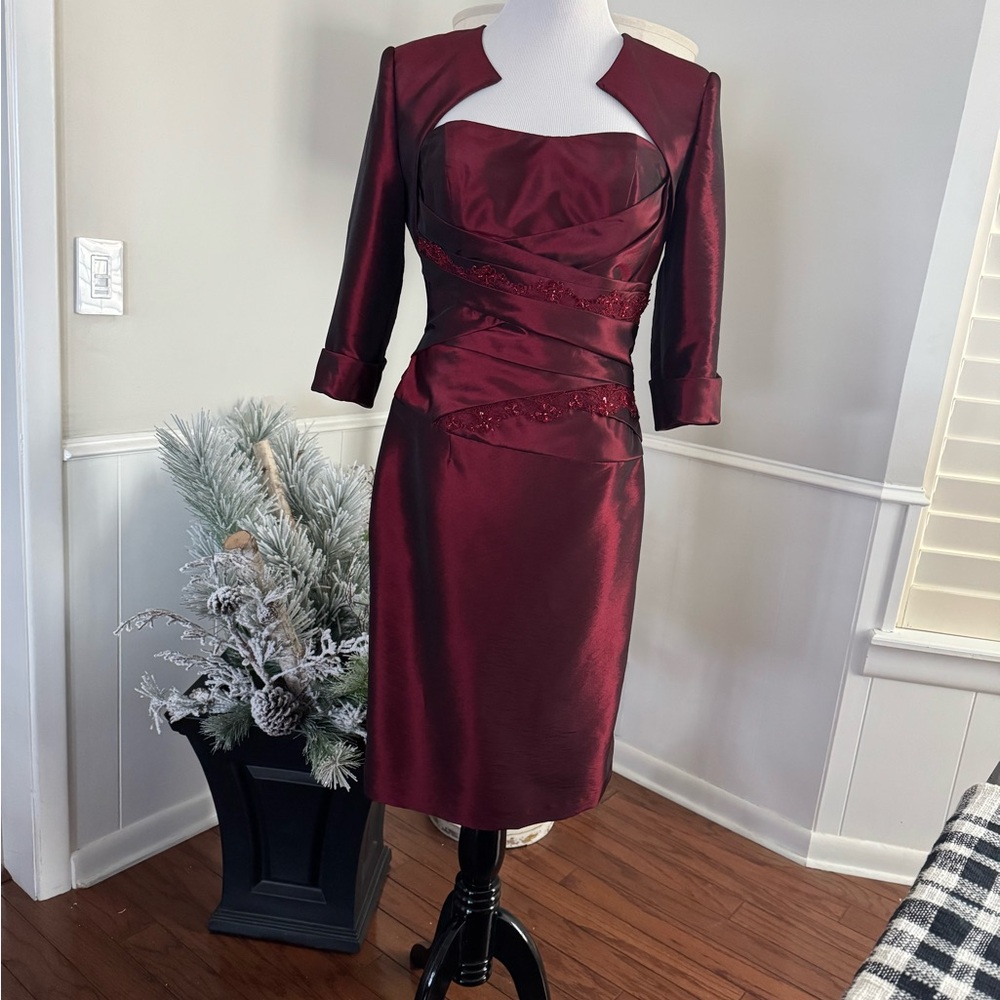 Elegant Burgundy Dress with Jacket